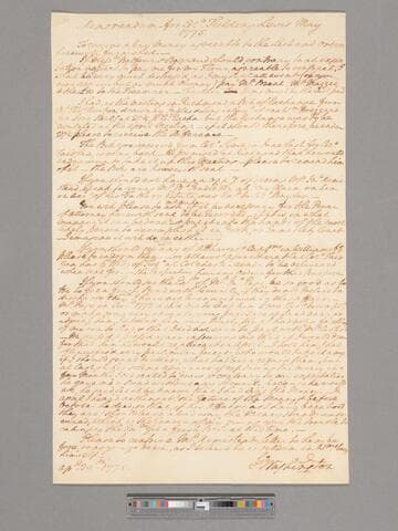 Memorandum from George Washington to Colonel Fielding Lewis