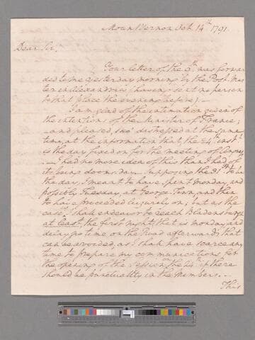Letter from George Washington, Mount Vernon, to Tobias Lear