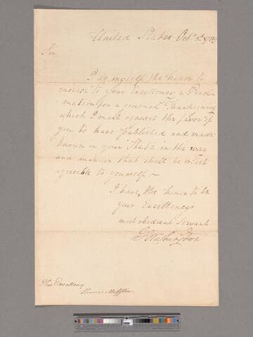 Letter from George Washington to Thomas Mifflin
