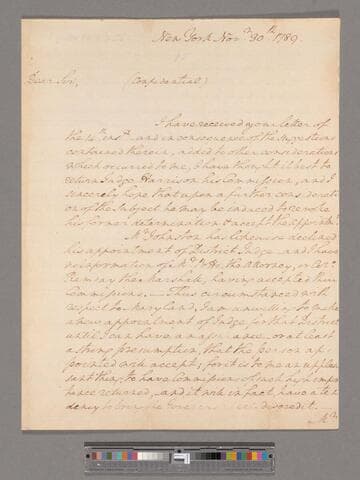 Letter from George Washington, New York, to James McHenry