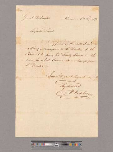 Letter from William Hartshorne, Alexandria, to George Washington