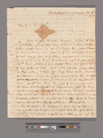 Letter from Martha Washington, Philadelphia, to Frances Washington