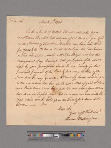 Letter from Warner Washington to George Washington