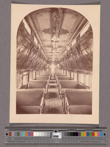 Central Pacific Railroad. Interior view of passenger car