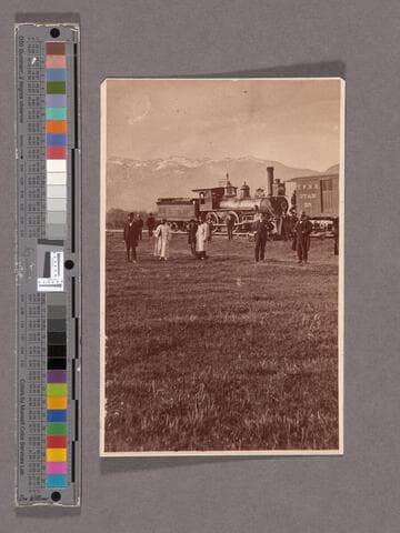 Railroad at Ogden, Wahsatch range in distance