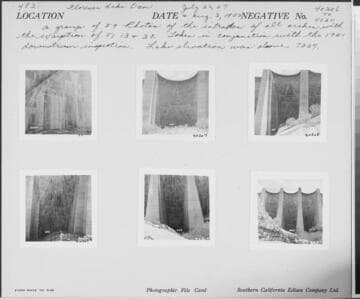 Big Creek, Florence Lake Dam - Photograph showing abutment at Intrados of Arch #AB-49. Taken in conjunction with 1951 inspection
