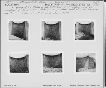 Big Creek, Florence Lake Dam - Photograph showing abutment at Intrados of Arch #AB. 25. Taken in conjunction with 1951 inspection