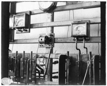A detail of the "growler" on the switchboard at Mill Creek #1 Hydro Plant