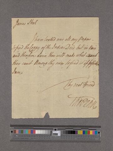 Thomas Penn note to James Steel