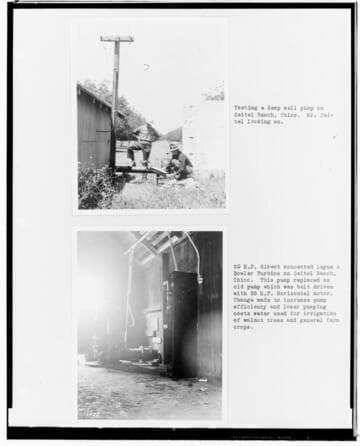 P4 - Pumping Plants - page 43 of Laws Book. two copy prints of Pumping Plant customer