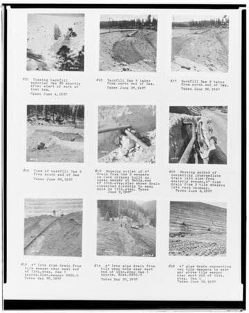 Composite copy negs of work on Huntington Lake Dams in May 1937