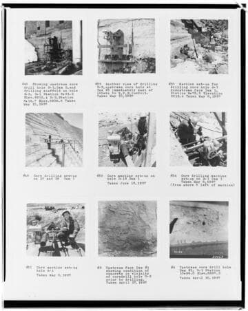 Composite copy negs of work on Huntington Lake Dams in May 1937