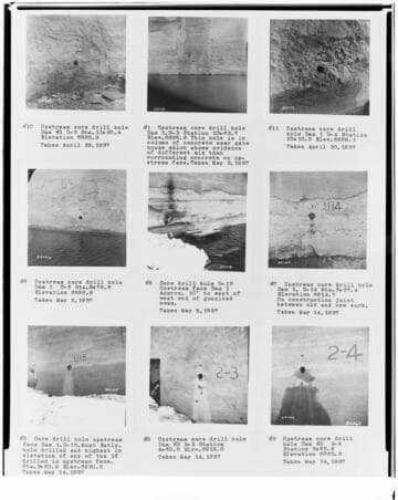Composite copy negs of work on Huntington Lake Dams in May 1937