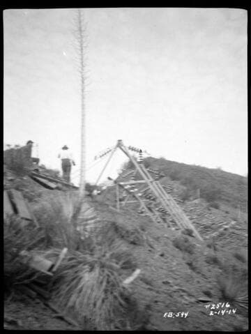 Kern River & Borel Transmission Line - Tower #517 "South Special" tower.  [tower appears to be constructed on a ridge crest