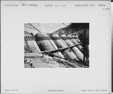 Big Creek, Florence Lake Dam - View of river section of dam from upstream