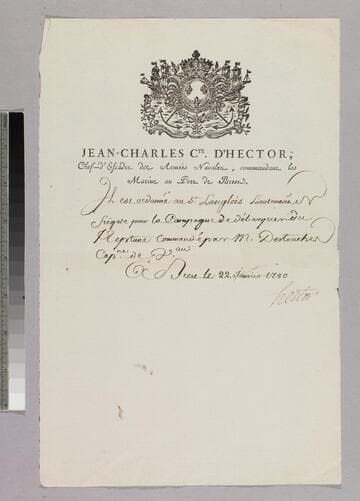 Document : Brest, by Jean-Charles d'Hector, 1780 January 22