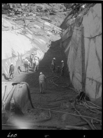 Big Creek - Mammoth Pool - Compacting earth-fill in bottom of cutoff - looking downstream