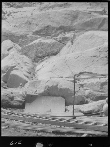 Big Creek - Mammoth Pool - General view of rock structure on east abutment of cutoff trench