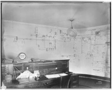 B1.3 - Edison Building (3rd & Broadway) - Dispatcher's Board and operators desk in control room