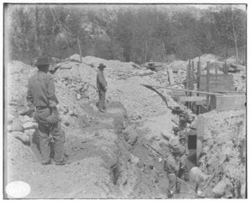 A crew working on the construction of Lytle Creek Hydro Plant