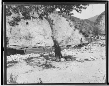 Men working in the original excavation for Santa Ana River #1 Hydro Plant