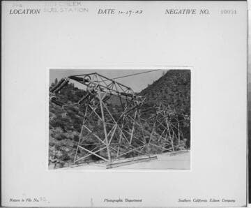 Big Creek Transmission Line - Tie in towers on roof of Powerhouse #2