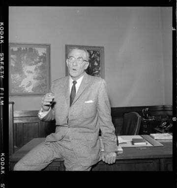 Man working and talking from his desk