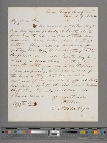 McGregor, Nathaniel Mortimer. Letter to Roderick Mortimer McGregor