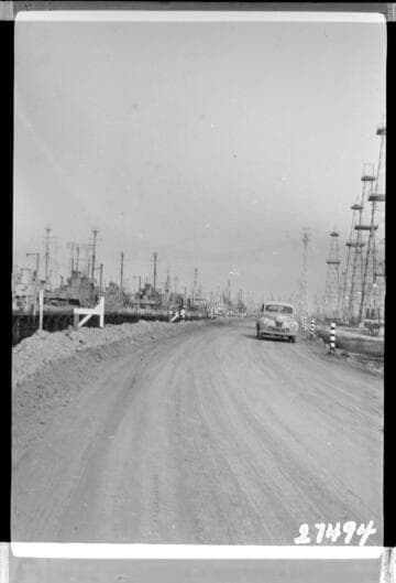 Long Beach Steam Station, Plant #3 - Looking east along U. P. Road dike along Cerritos Channel