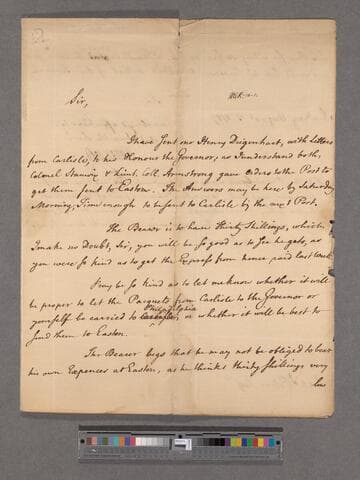 James Read letter, Reading, to Richard Peters