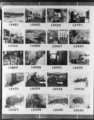 Multiple-image copy film negative with images of hydro construction at Big Creek