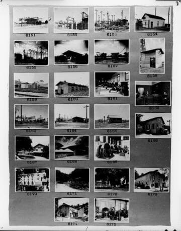 Multiple-image copy film negative with images of substations in the San Joaquin Valley, and Kaweah Hydro: #02-06151 to #02-06175