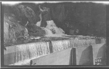 Water overflow into the ditch from the storm at Kaweah #3 Hydro Plant