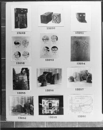 Multiple-image copy film negs - with shots of Big Creek construction, and metalurgy tests