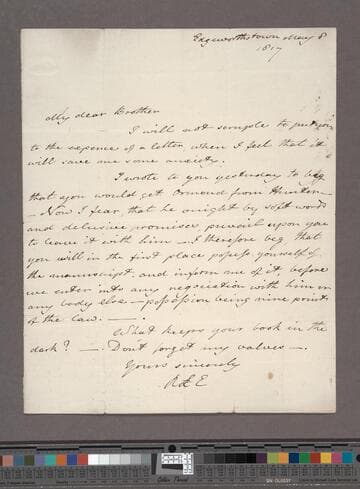 Edgeworth, Richard Lovell.  Letter to [Sir Francis Beaufort]