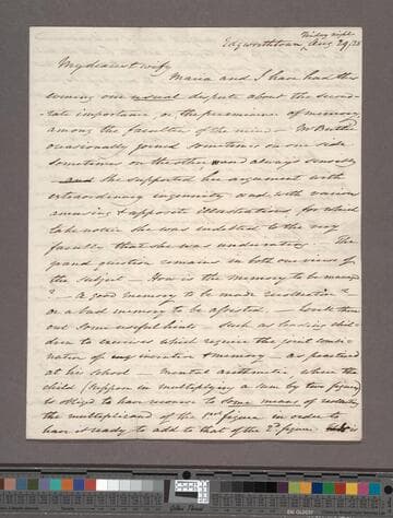 Beaufort, Sir Francis.  Letter to [Alicia Magdalena (Wilson) Beaufort]