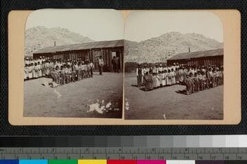 Hualapai Indian students outside a school in Hackberry, Arizona
