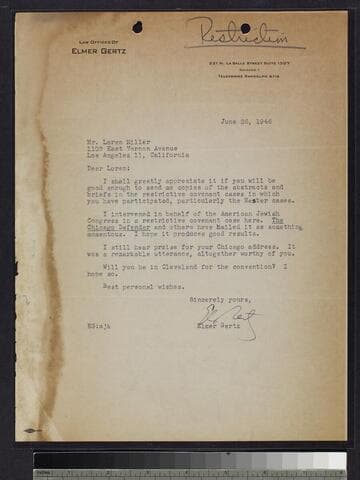 Two letters between Miller and Gertz