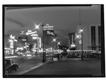 Vine Street at Sunset Boulevard, at night