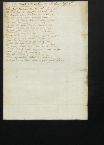 An Address to Be Spoken by Mr Lacy