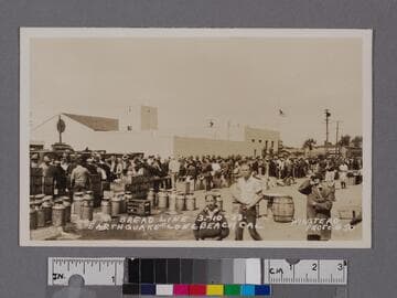 Bread line, Earthquake, Long Beach, Cal