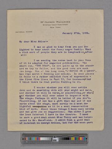 Willa Cather. To Zoë Akins