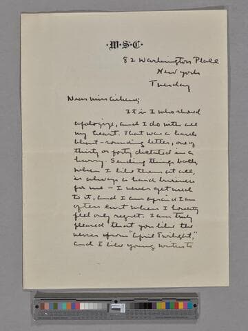 Willa Cather. To Zoë Akins