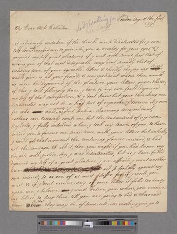 Knollys, Mary Catherine (Law), Viscountess Wallingford. Letter to Elizabeth (Robinson) Montagu