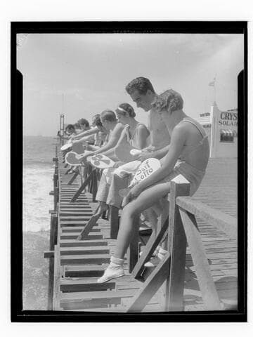 People playing surf lotto at Santa Monica Pier