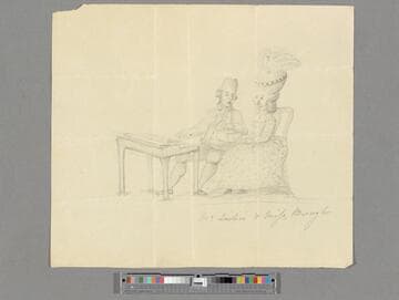 [Unknown author]. Mr. Quilivi & Miss Brough [: pencil drawing of the singing-master and his pupil]