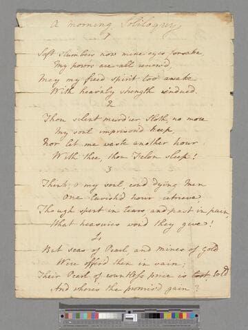 [Unknown author]. A Morning Soliloquy [: a poem in 7 stanzas of 4 lines each]