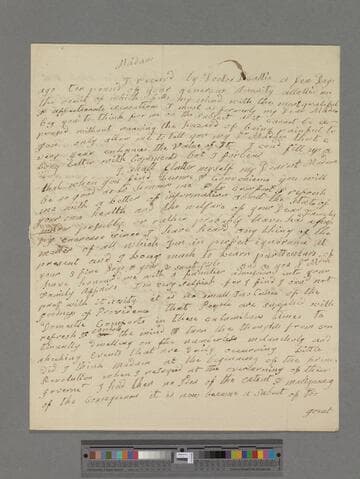 Arbuthnot, Anne. Letter to Elizabeth (Robinson) Montagu