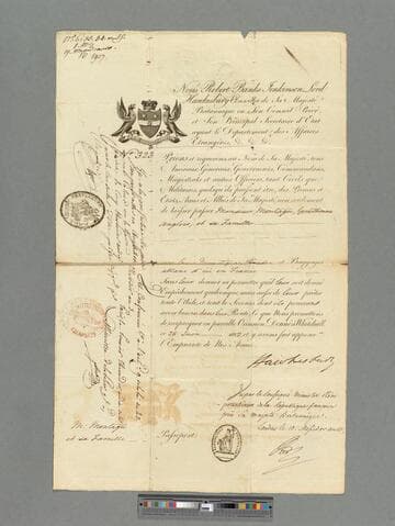 Great Britain. Foreign Office. Passport to France issued to Matthew Montagu. . . and his family