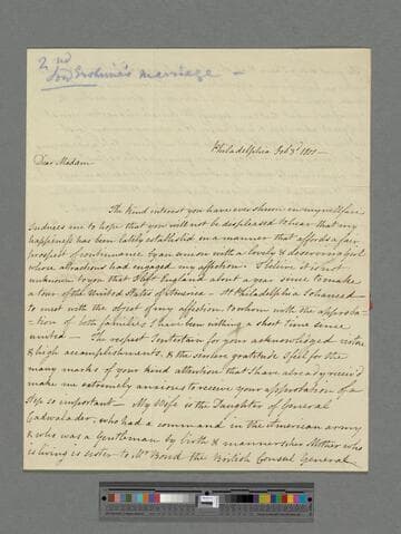 Erskine, David Montagu, 2nd Baron Erskine of Restormel Castle. Letter to Elizabeth (Robinson) Montagu